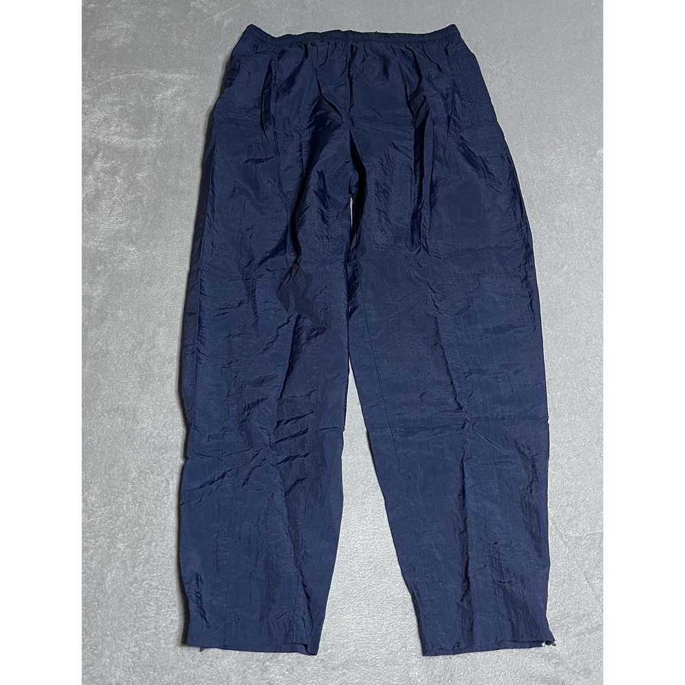 Vintage Y2K 1990s Adidas Nylon Navy Blue Track Pants Adult Large Activewear‎